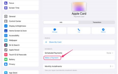 怎么在iPad上支付Apple Card余额