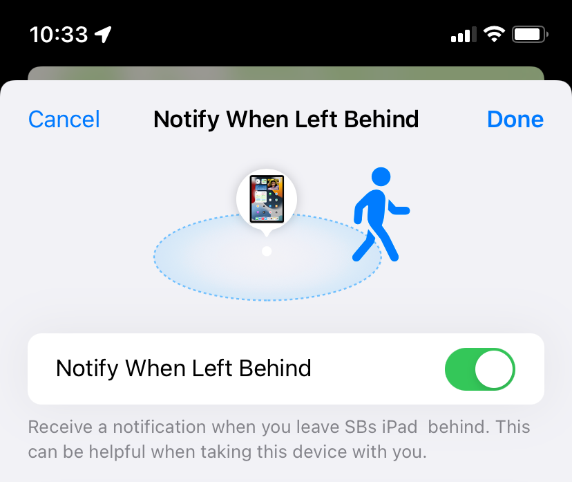 在 iPhone 上的“查找”中遗漏时通知