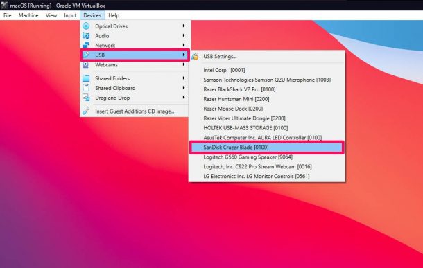 如何将USB设备连接到macOS VirtualBox VM