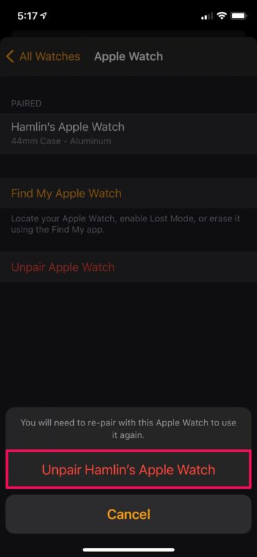 如何取消配对Apple Watch，3步取消苹果手表配对