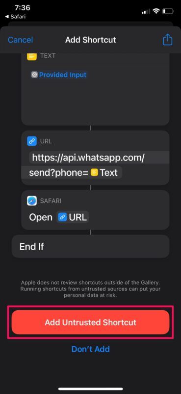 iPhone和iPad，如何将WhatsApp消息发送到未保存的联系号码