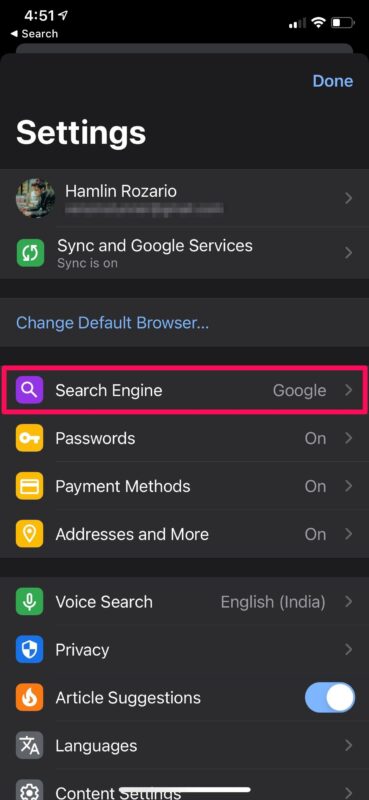 Chrome上更改默认搜索引擎（适合苹果iPhone、iPad）