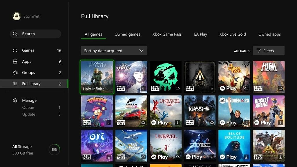 Xbox9月更新为游戏机带来了库改造