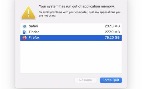 苹果Mac修复“您的系统已用完应用程序内存”