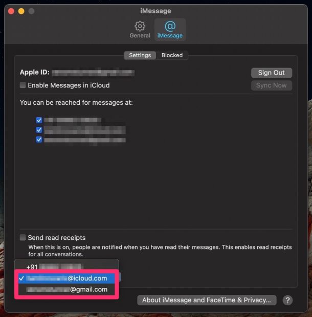 如何在Mac上为新的iMessage对话选择电子邮件