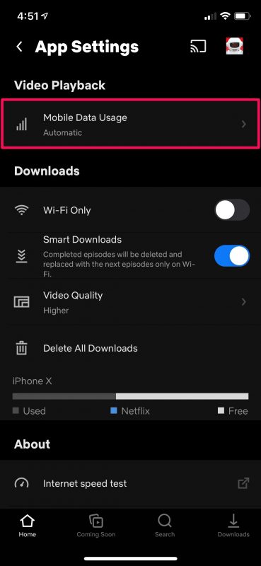 如何在iPhone上的Netflix中使用低数据模式