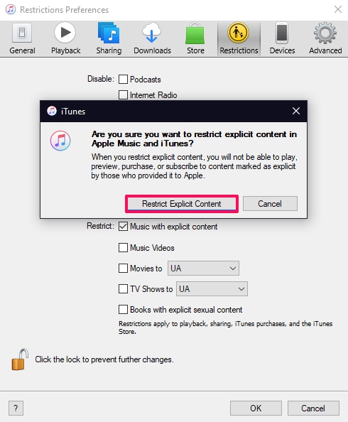 如何限制对iTunes的访问（Windows或Mac）
