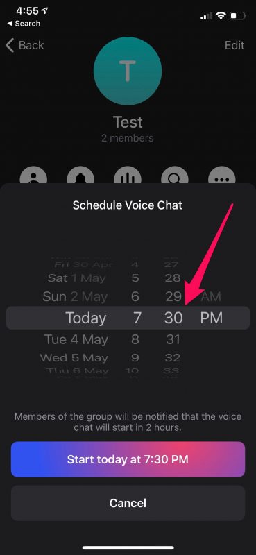 iPhone如何在Telegram上安排语音聊天