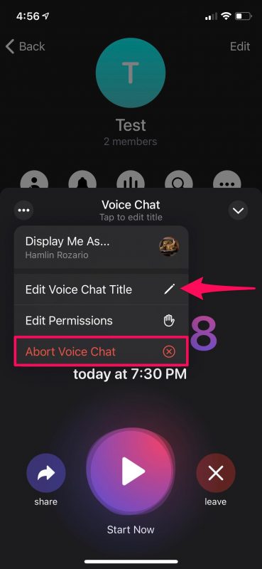 iPhone如何在Telegram上安排语音聊天