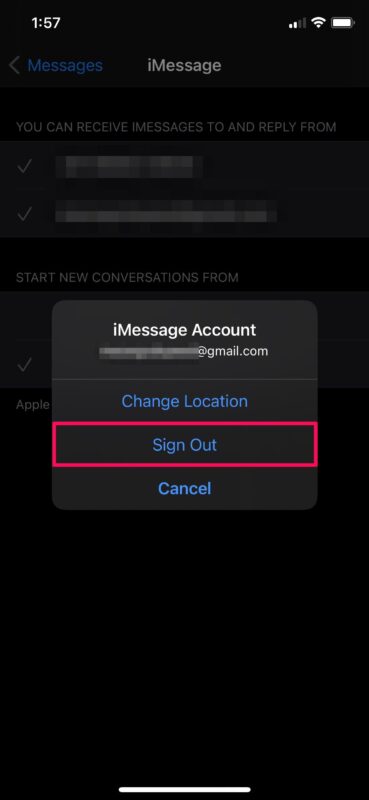 iPhone手机使用iMessage电子邮件地址添加或删除