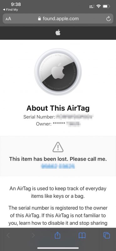 找到丢失的AirTag？使用iPhone手机查找AirTag联系信息