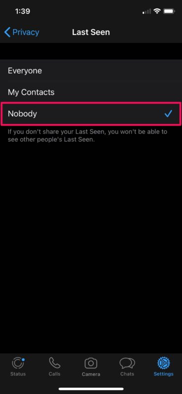 如何在iPhone隐藏WhatsApp“最后一次看到”状态