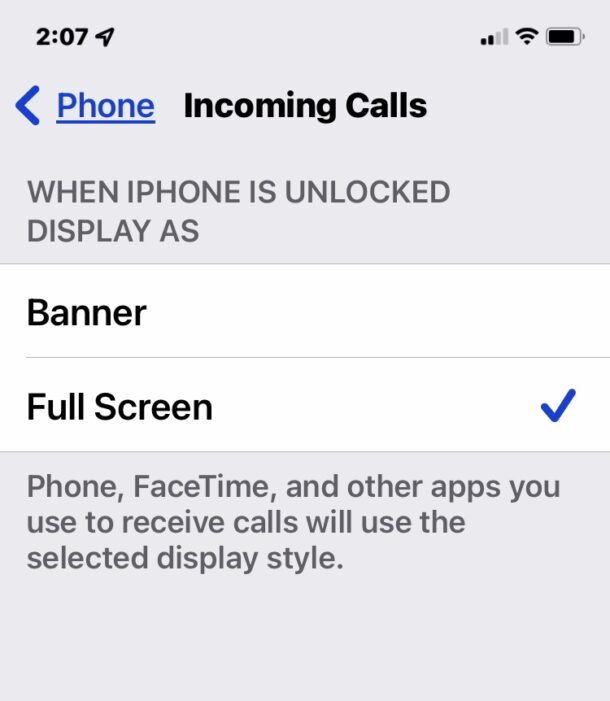 将 iPhone 来电设置为占用全屏