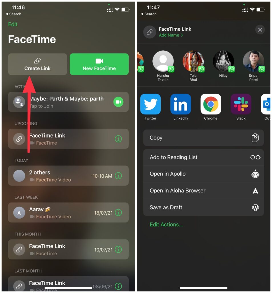 分享facetime链接