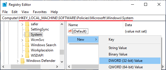 在 Windows 系统文件夹中创建新的 DWORD