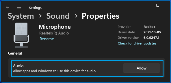 允许应用和 Windows 将此设备用于音频