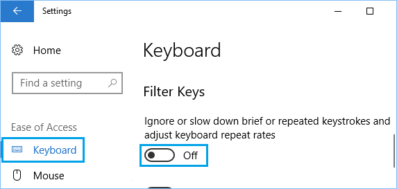 在 Windows 10 中禁用筛选键