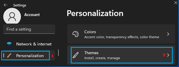 Windows 中的主题个性化设置选项
