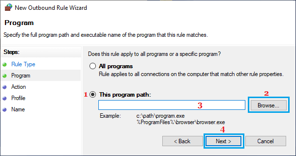 Windows 10/11 中的新出站规则向导