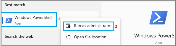 以管理员身份打开 Windows PowerShell