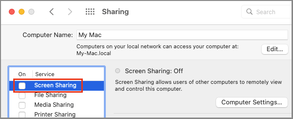 在 Mac 上禁用屏幕共享