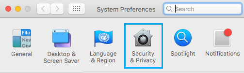 Mac 系统偏好设置上的安全和隐私图标