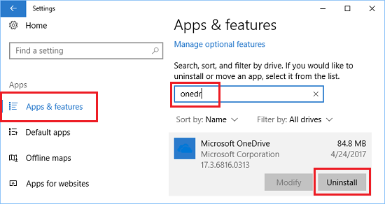 在 Windows 10 中卸载 OneDrive 选项
