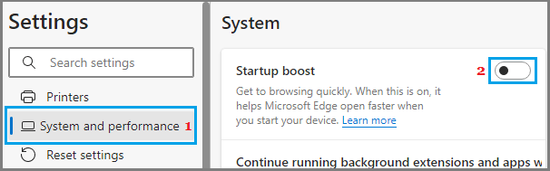 在 Microsoft Edge 中禁用启动加速