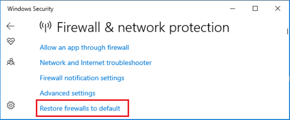 将 Windows 防火墙恢复为默认设置