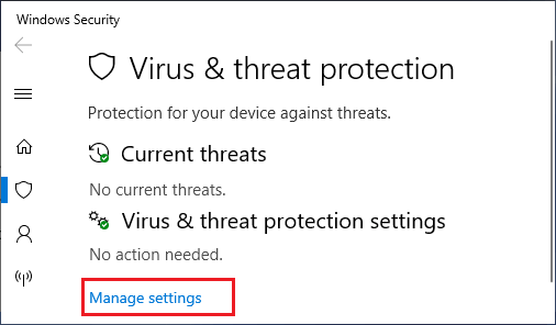 在 Windows 10 中管理病毒和威胁防护设置