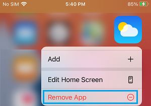 从 iPhone 中删除天气应用程序