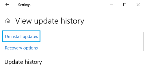 卸载 Windows 更新选项