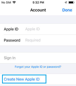 创建新的 Apple ID 链接