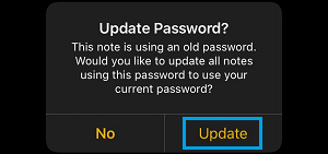 在 iPhone 上更新笔记密码