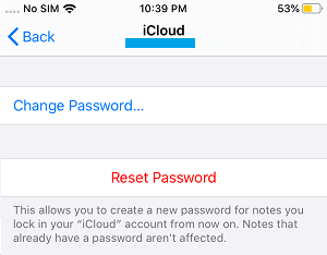在 iPhone 上重置 iCloud Notes 密码选项