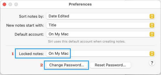 在 Mac 上更改笔记密码