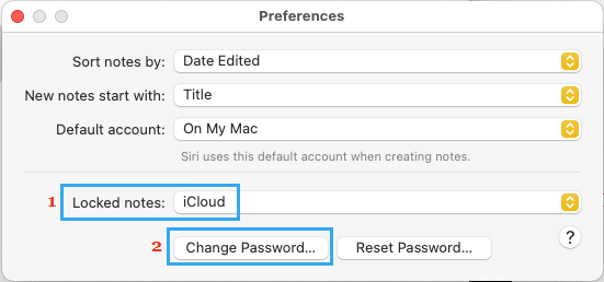 在 Mac 上更改 iCloud 备忘录密码