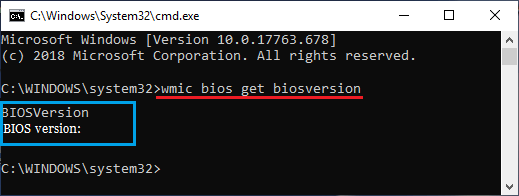 使用命令提示符检查 BIOS 版本