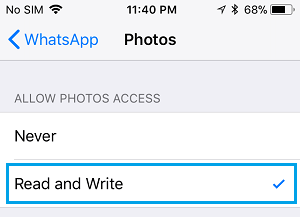 允许 WhatsApp 读取和写入照片
