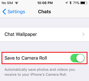 iPhone 上 WhatsApp 中的“保存到相机胶卷”选项