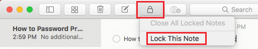在 Mac 上锁定此笔记