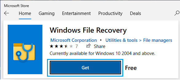 下载 Windows 文件恢复