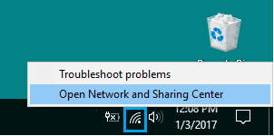 在 Windows 10 中打开网络和共享中心选项
