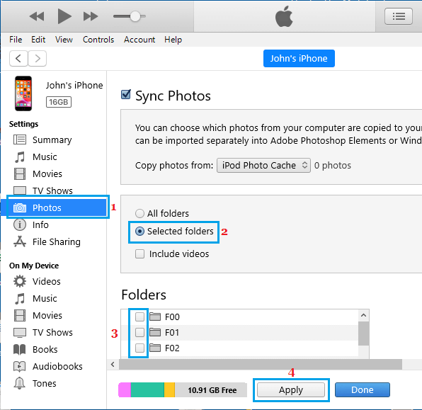 使用 iTunes 在 Mac 上删除同步照片