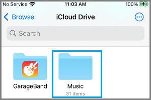 在 iPhone 上的 iCloud 云盘中打开音乐文件夹