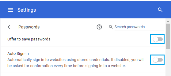 禁用 Chrome 自动登录并保存密码