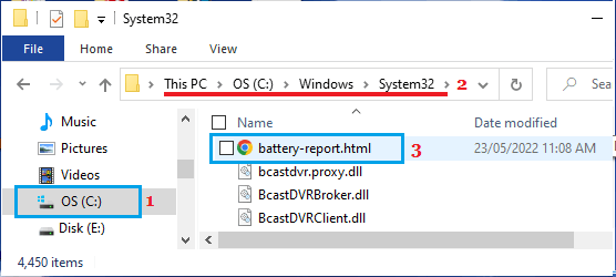 在 Windows 笔记本电脑上打开电池报告