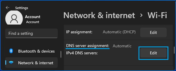 在 Windows 11 中编辑 DNS 服务器分配选项