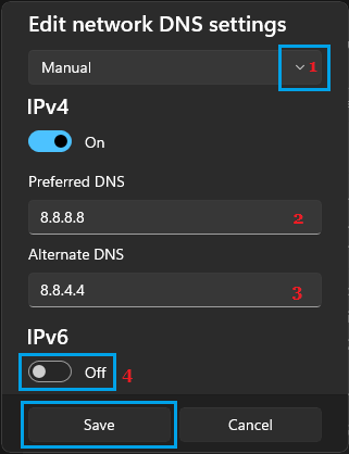 在 Windows PC 上更改 DNS 网络设置