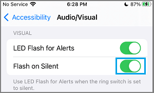 当 iPhone 静音时启用 LED 闪光警报